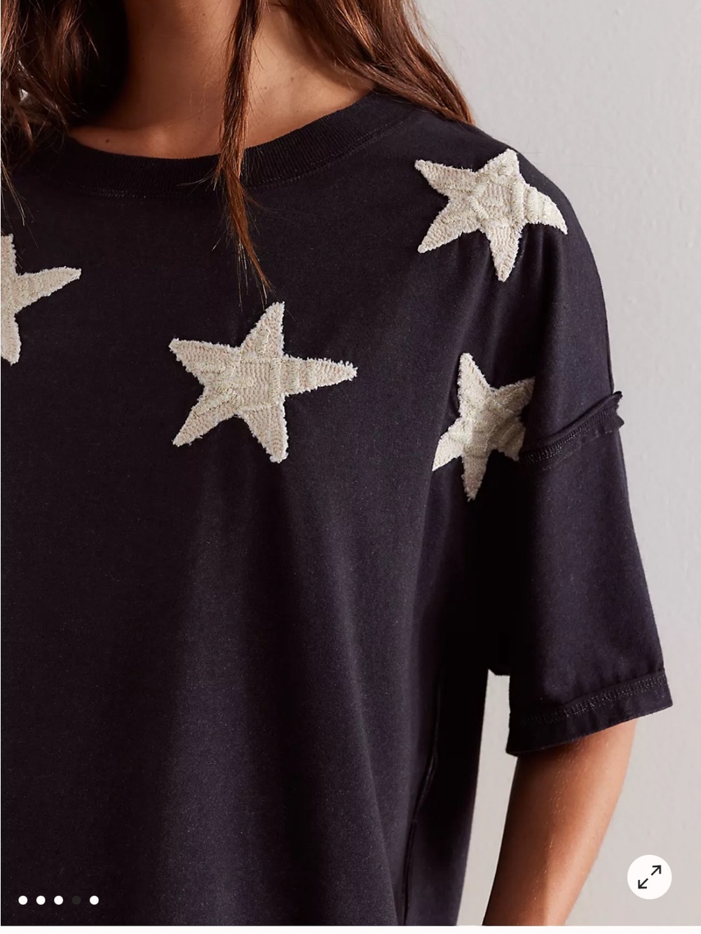 Free People We The Free So Into You Tee Medium Black Star Combo NWT Tunic Top - Picture 5 of 12